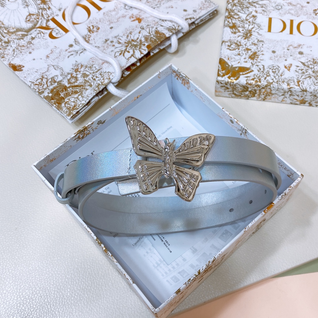 dior24早春Métamorphose腰带20毫米光滑牛皮革超級火蝴蝶搭扣系列