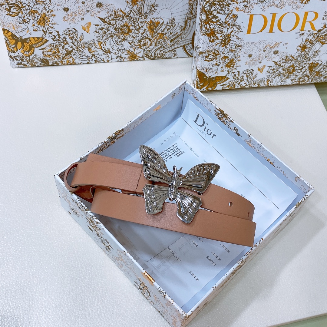 dior24早春Métamorphose腰带20毫米光滑牛皮革超級火蝴蝶搭扣系列