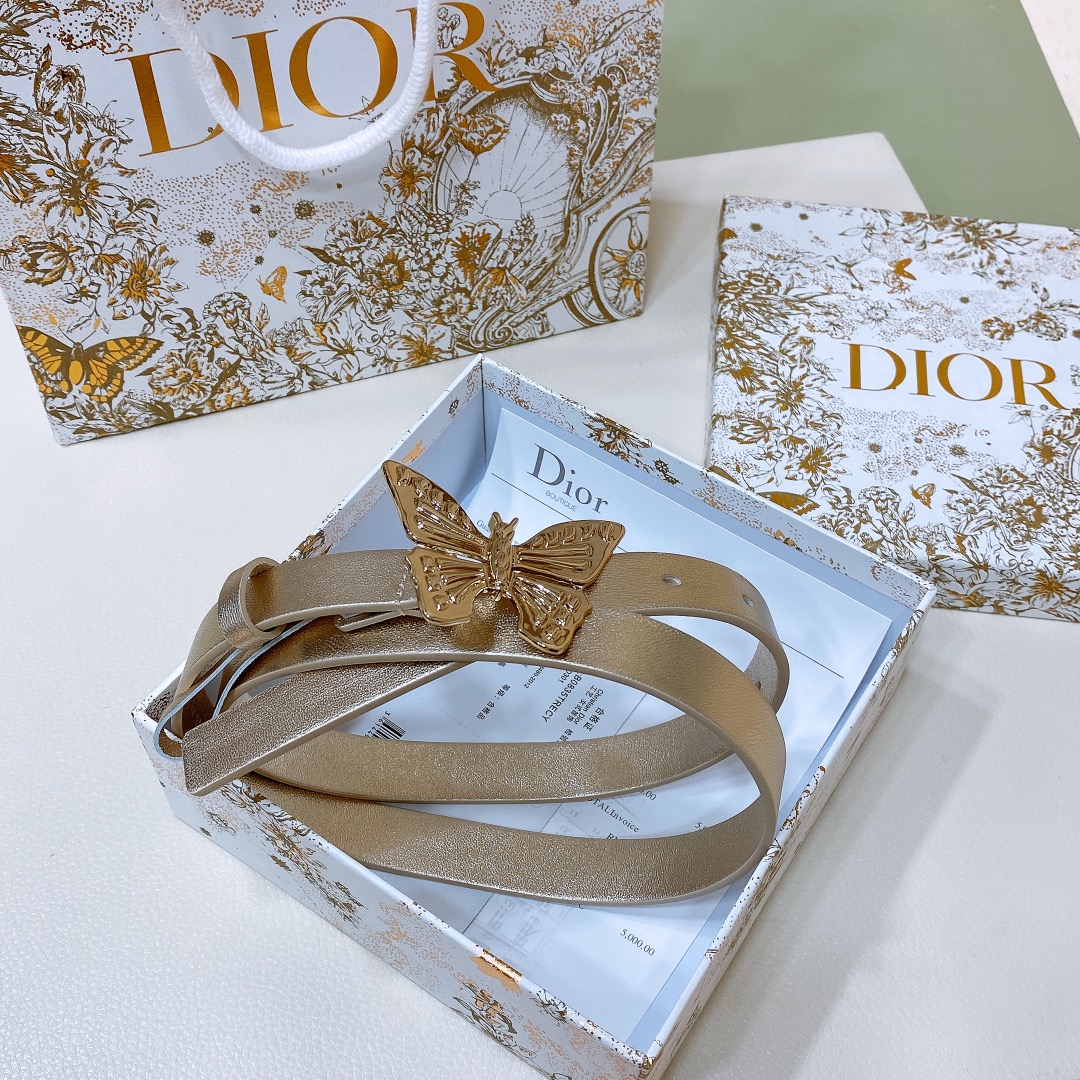 dior24早春Métamorphose腰带20毫米光滑牛皮革超級火蝴蝶搭扣系列