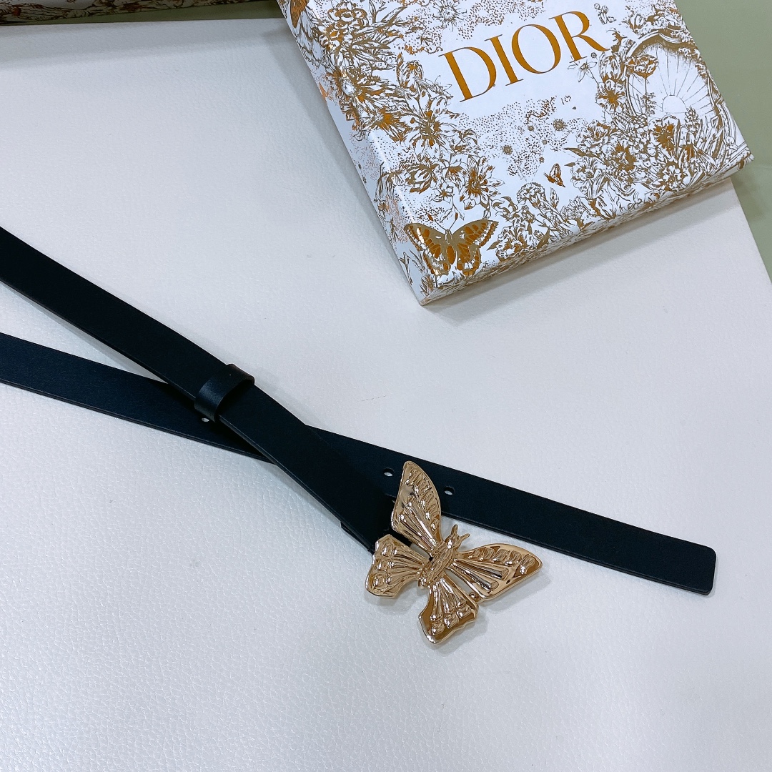 dior24早春Métamorphose腰带20毫米光滑牛皮革超級火蝴蝶搭扣系列