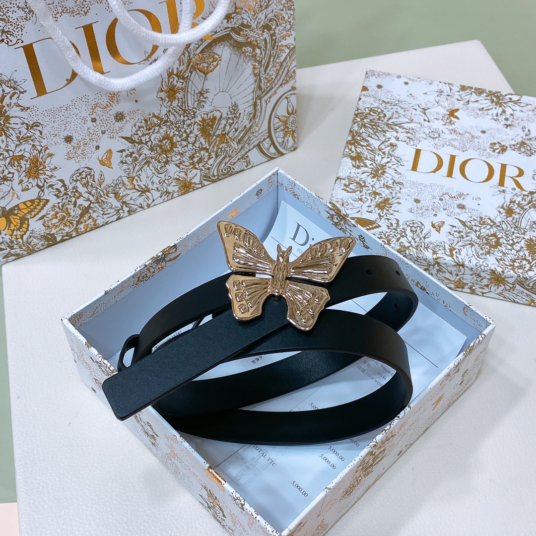 dior24早春Métamorphose腰带20毫米光滑牛皮革超級火蝴蝶搭扣系列