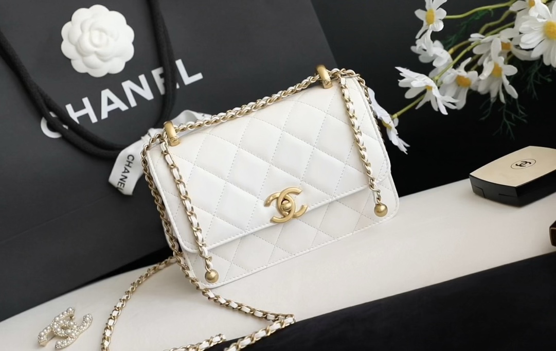 Chanel Classic Flap Bag Crossbody & Shoulder Bags Platinum White