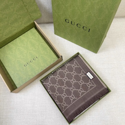 Gucci Classic Jacquard Brown Wool Scarf 48*180cm Shawl, Soft and Comfortable 1 Gucci Classic Jacquard Brown Wool Scarf 48*180cm Shawl, Soft and Comfortable