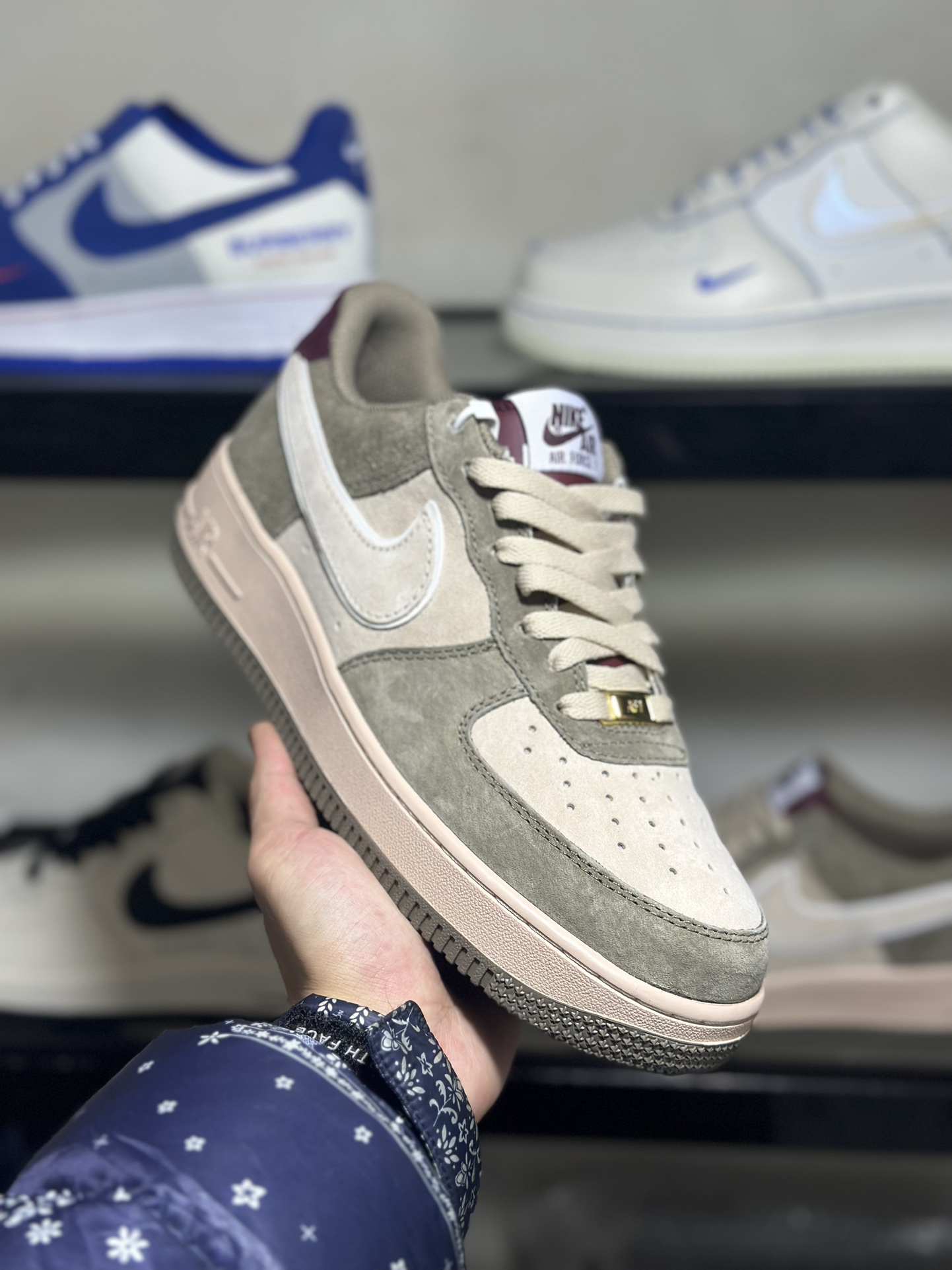 NikeAirForce1Low棕绿麂皮空军一号低帮运动休闲板鞋原楦头原纸板打造纯正空军版型专注外贸渠道