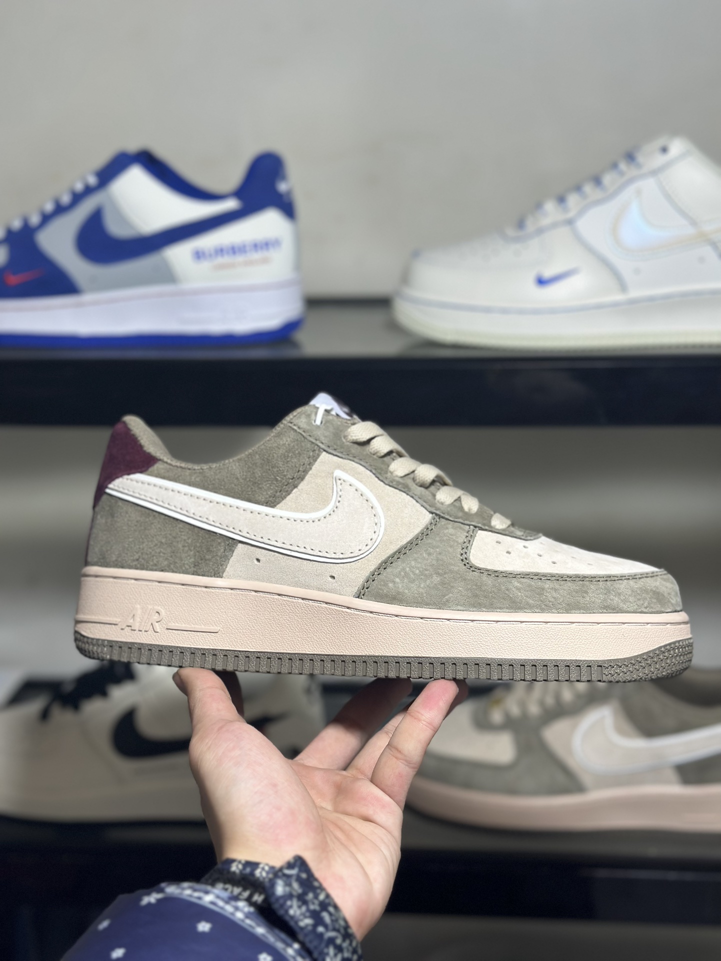 NikeAirForce1Low棕绿麂皮空军一号低帮运动休闲板鞋原楦头原纸板打造纯正空军版型专注外贸渠道