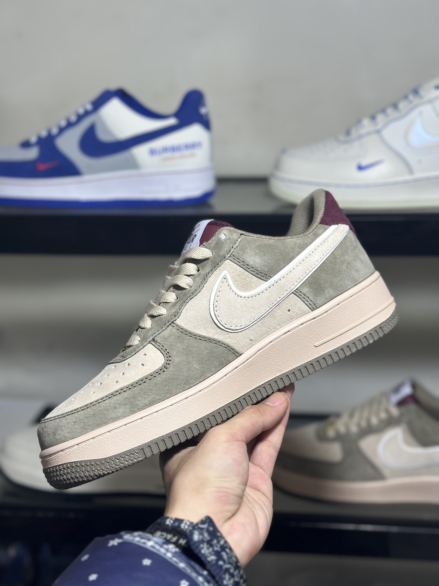 NikeAirForce1Low棕绿麂皮空军一号低帮运动休闲板鞋原楦头原纸板打造纯正空军版型专注外贸渠道