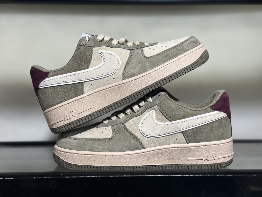 NikeAirForce1Low棕绿麂皮空军一号低帮运动休闲板鞋原楦头原纸板打造纯正空军版型专注外贸渠道