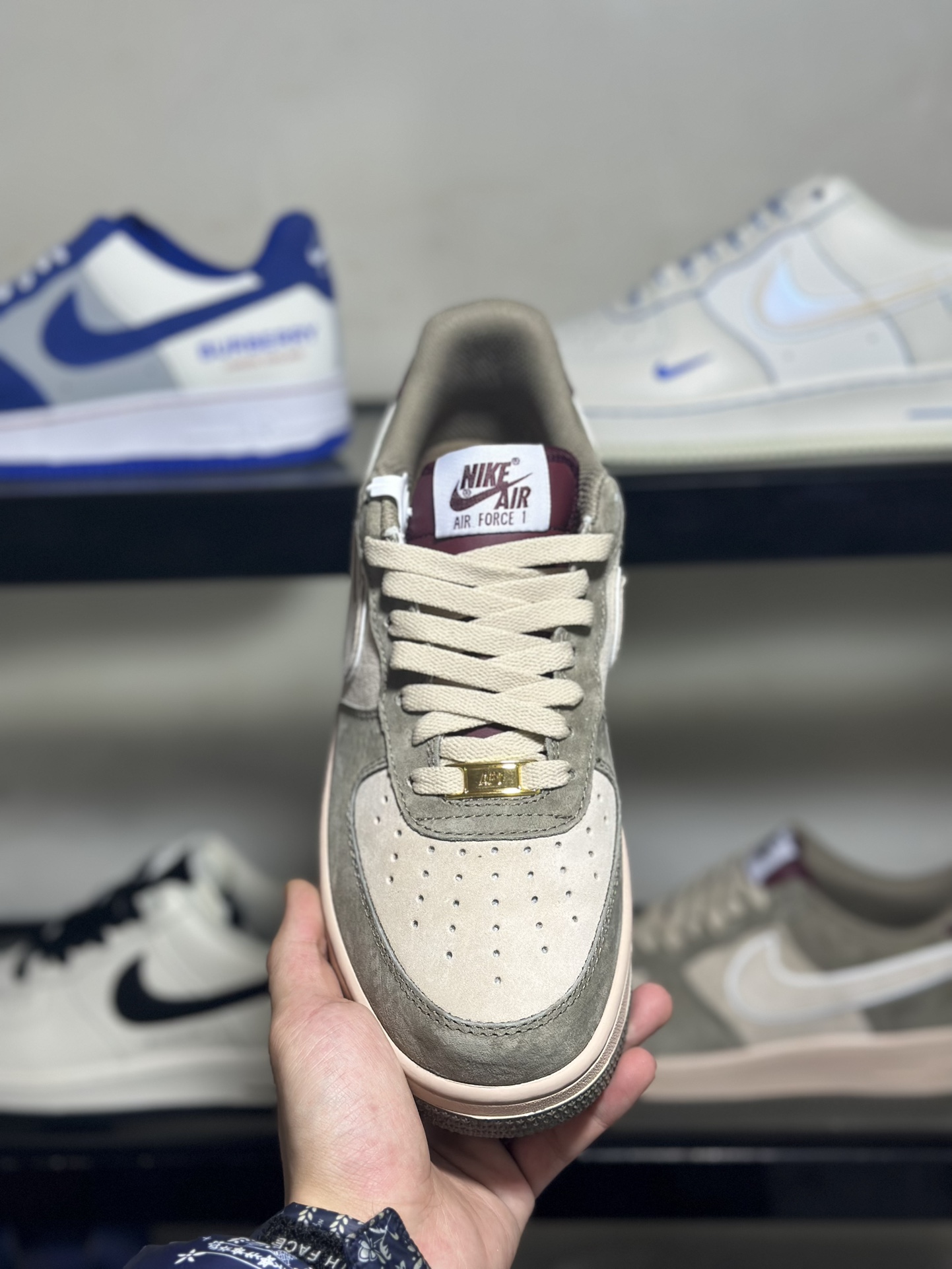 NikeAirForce1Low棕绿麂皮空军一号低帮运动休闲板鞋原楦头原纸板打造纯正空军版型专注外贸渠道