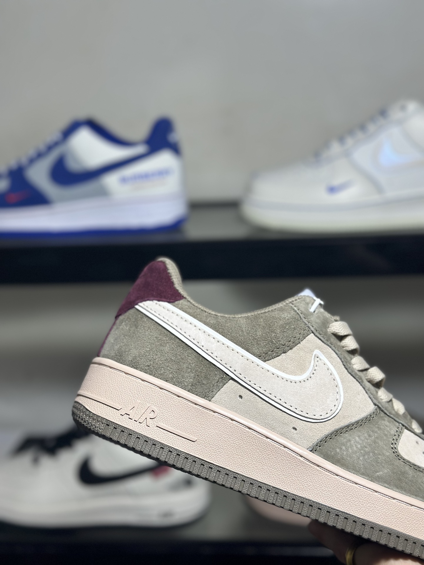 NikeAirForce1Low棕绿麂皮空军一号低帮运动休闲板鞋原楦头原纸板打造纯正空军版型专注外贸渠道