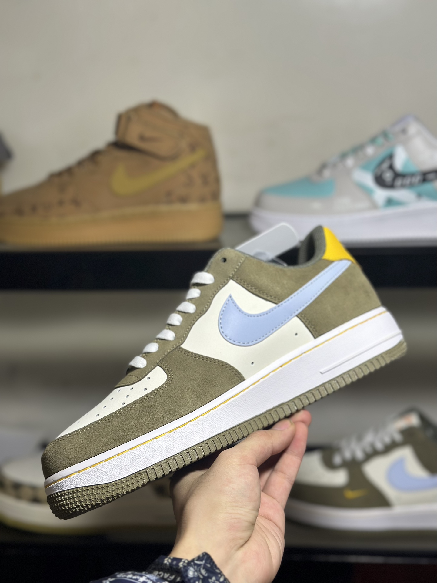 NIkeAirForce107Low“迪奥联名--竹青”空军一号低帮运动鞋休闲鞋折边针车工艺难度大原楦头