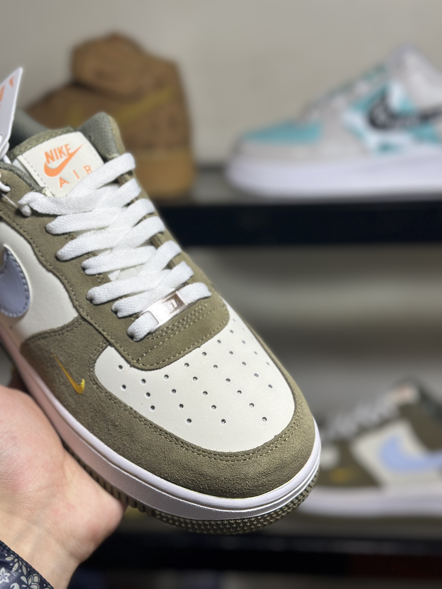 NIkeAirForce107Low“迪奥联名--竹青”空军一号低帮运动鞋休闲鞋折边针车工艺难度大原楦头