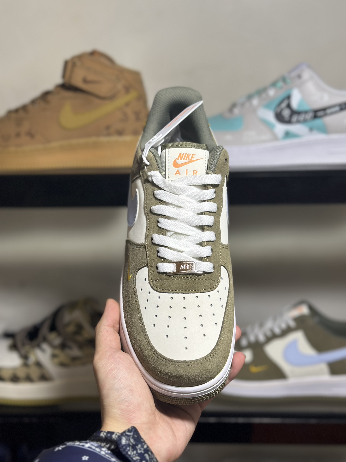 NIkeAirForce107Low“迪奥联名--竹青”空军一号低帮运动鞋休闲鞋折边针车工艺难度大原楦头