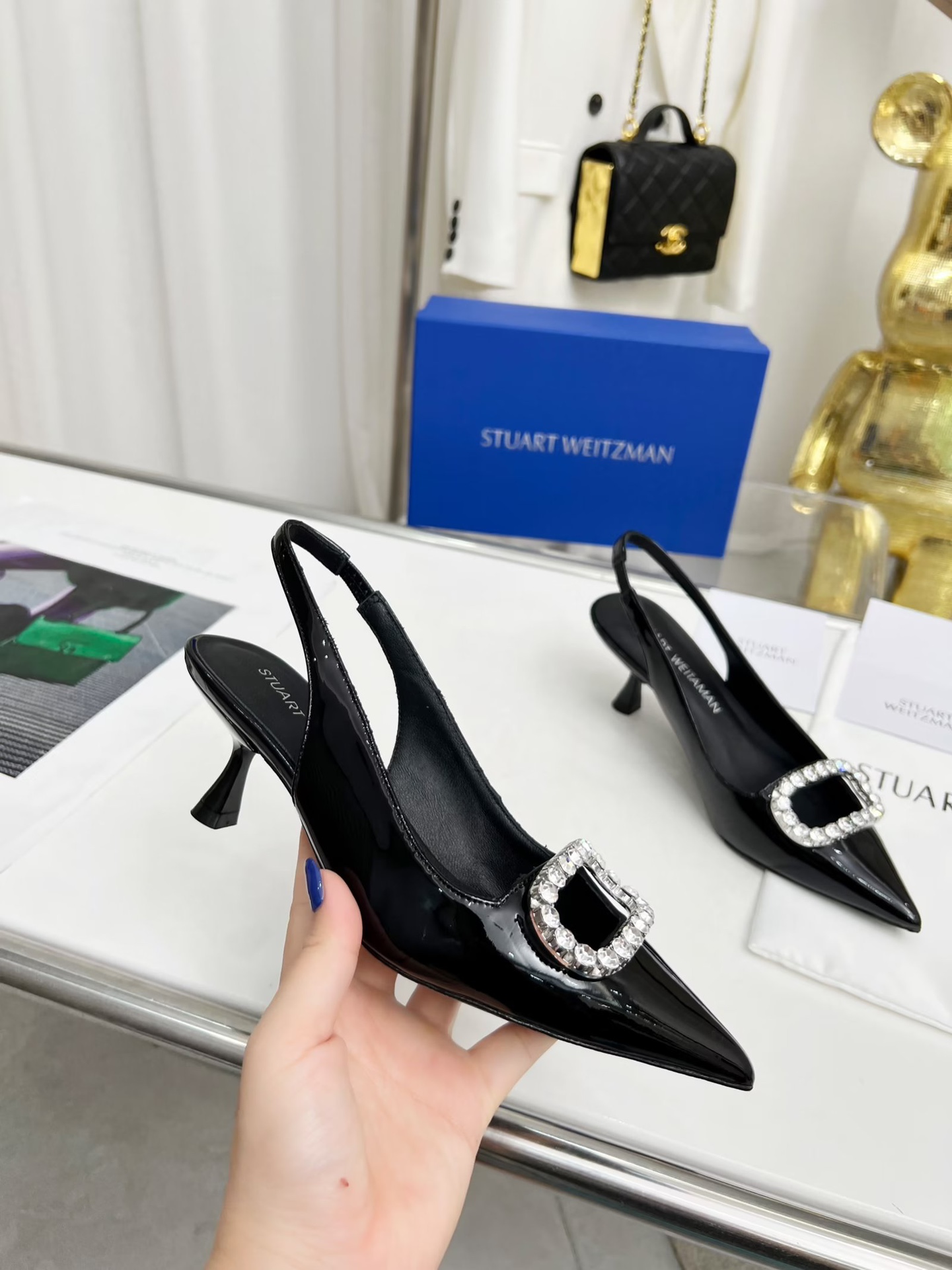 Stuart Weitzman Hothead Diamond Heels: European-American Design, Classic Elegance, 100-Square Drill. - 图片 4