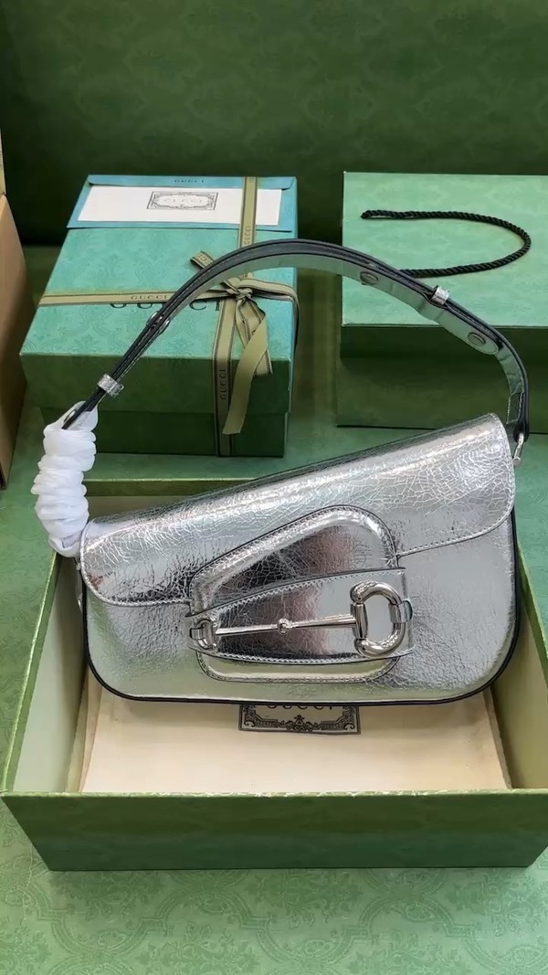 Fake Gucci Horsebit Crossbody & Shoulder Bags Silver 1955