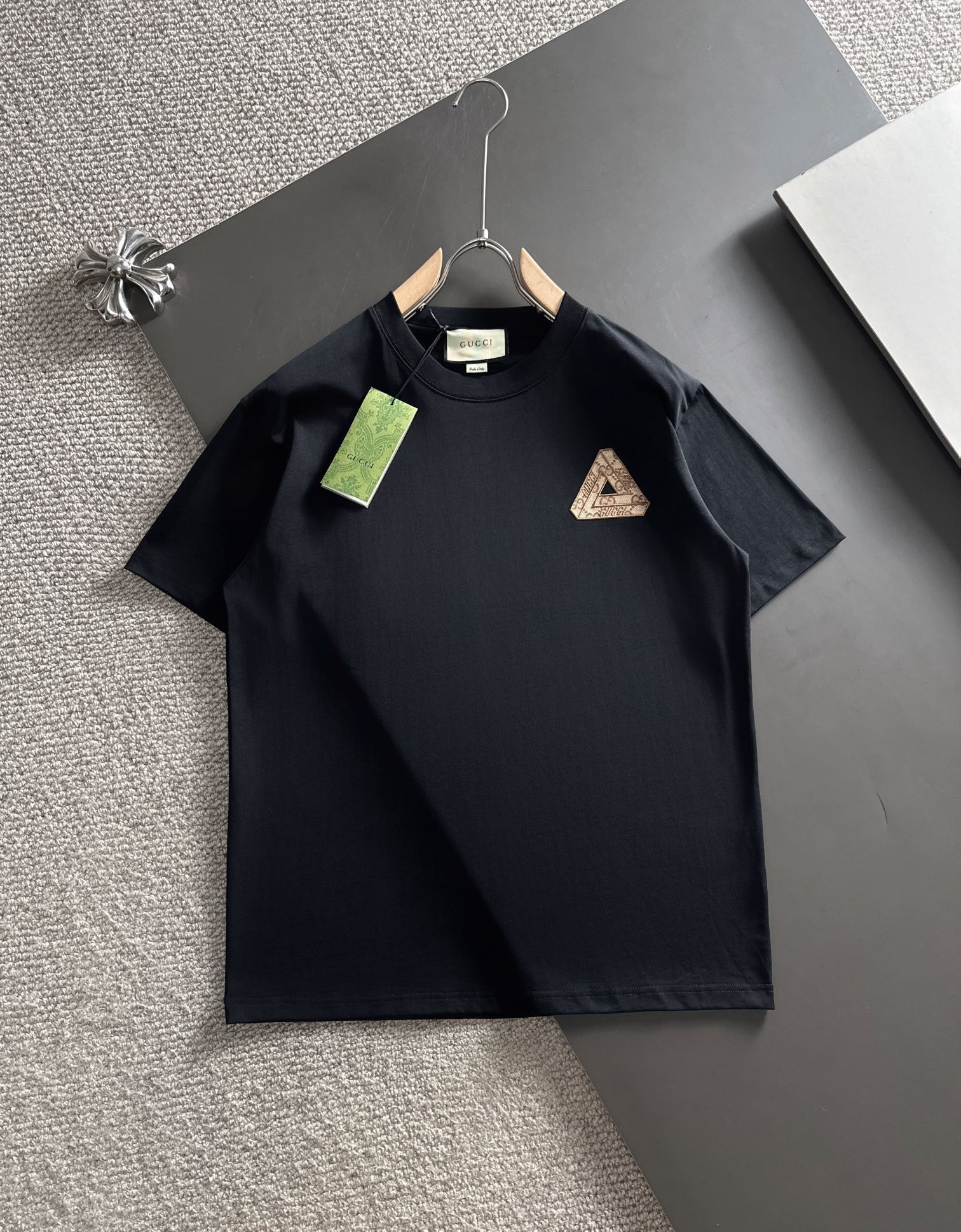 Quality AAA+ Replica
 Gucci Clothing T-Shirt Beige Black Embroidery Unisex Spring Collection Short Sleeve