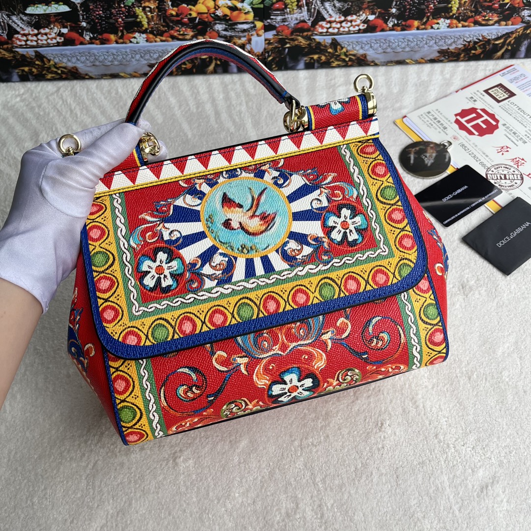 【Dolce & Gabbana 杜嘉班纳】牛皮印花 可斜挎/手提 带镜子 海外代购专用品 👜有范有气场💣全新包型 💋任