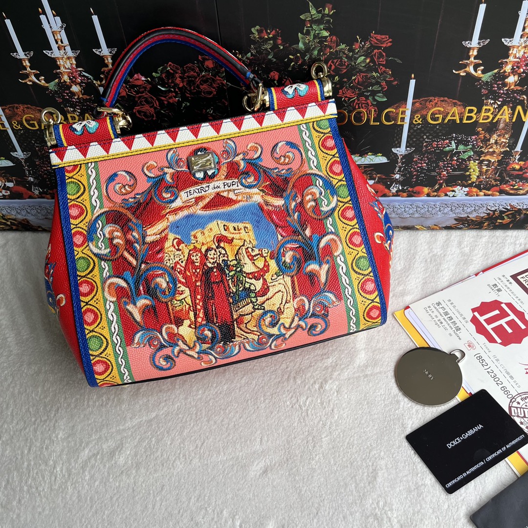 【Dolce & Gabbana 杜嘉班纳】牛皮印花 可斜挎/手提 带镜子 海外代购专用品 👜有范有气场💣全新包型 💋任