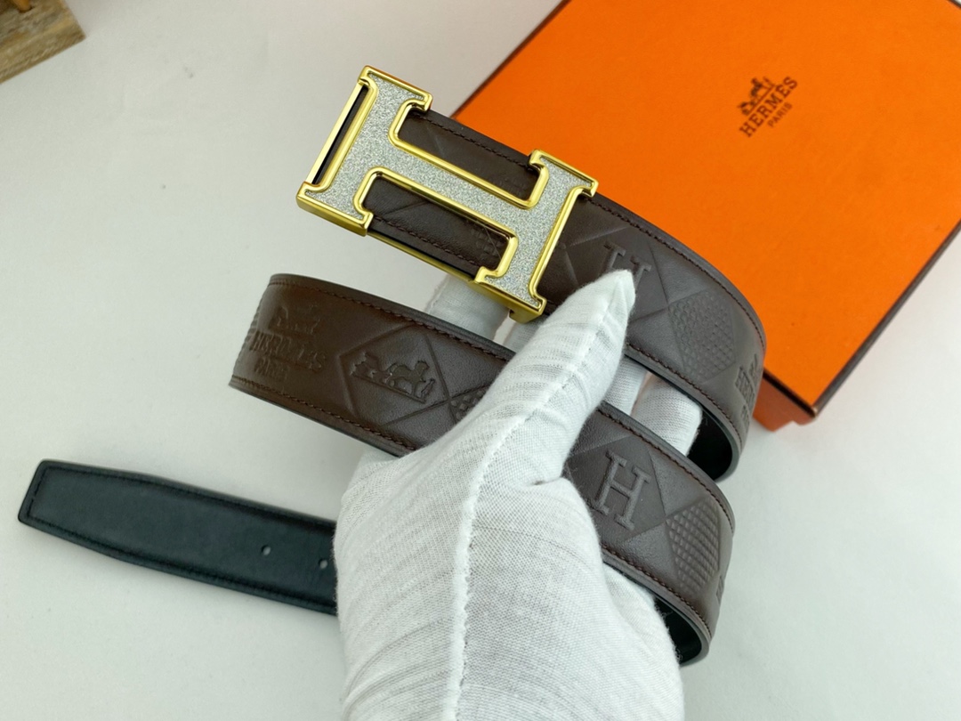 爱马仕特种皮腰带系列原厂五金精品不锈钢扣手感柔软舒适宽3.8CM