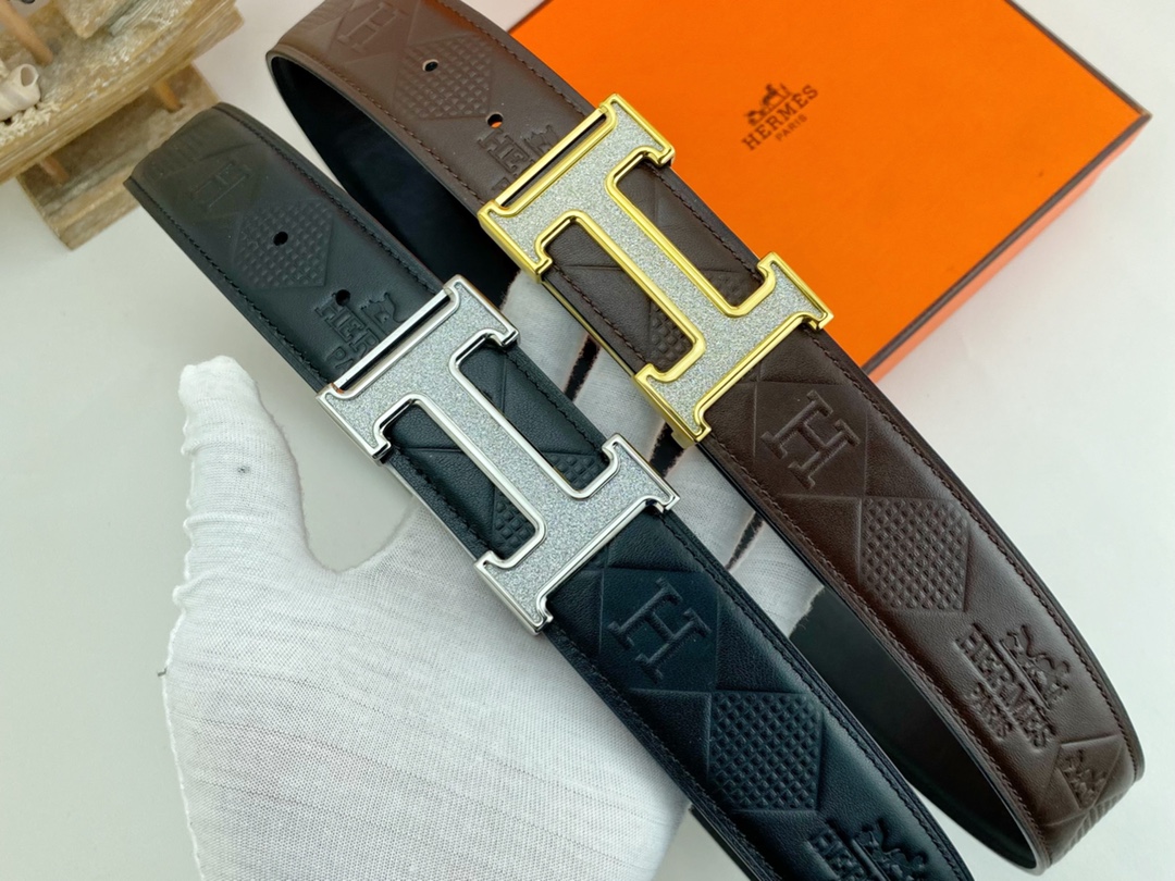 爱马仕特种皮腰带系列原厂五金精品不锈钢扣手感柔软舒适宽3.8CM