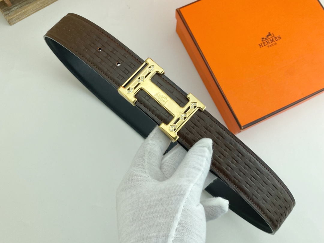 爱马仕特种皮腰带系列原厂五金精品不锈钢扣手感柔软舒适宽3.8CM