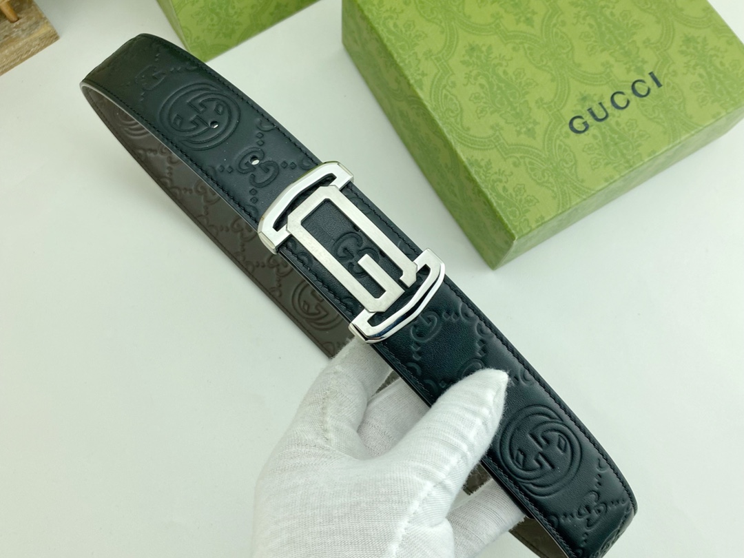 古奇特种皮腰带系列原厂五金精品不锈钢扣手感柔软舒适宽3.8CM