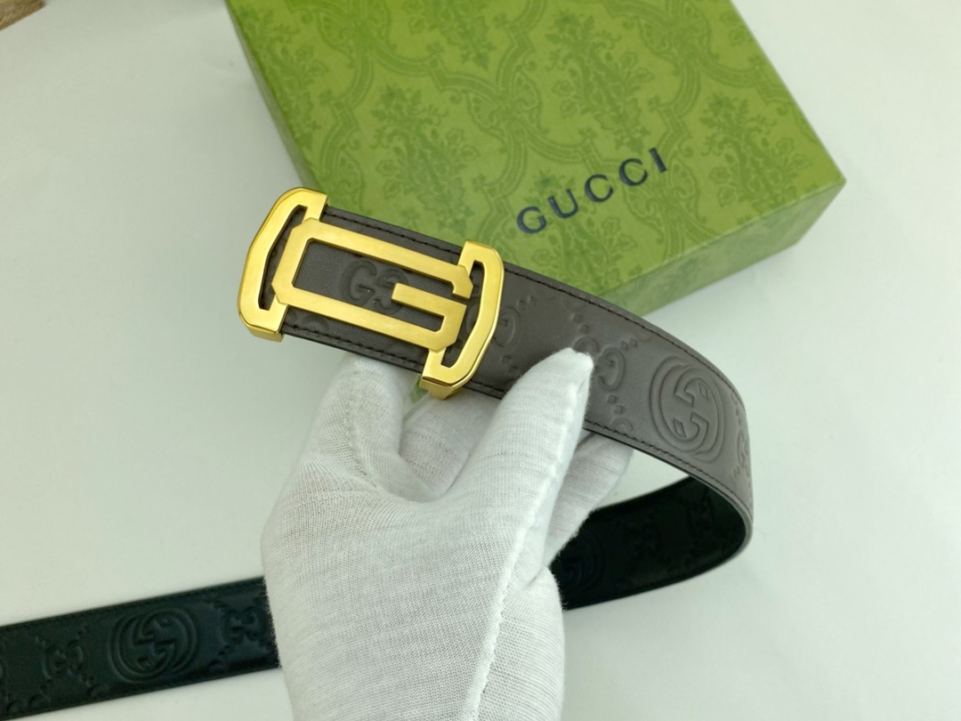 古奇特种皮腰带系列原厂五金精品不锈钢扣手感柔软舒适宽3.8CM