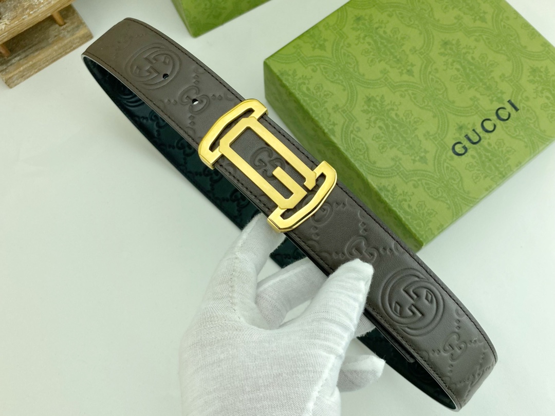 古奇特种皮腰带系列原厂五金精品不锈钢扣手感柔软舒适宽3.8CM