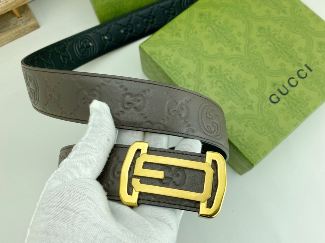 古奇特种皮腰带系列原厂五金精品不锈钢扣手感柔软舒适宽3.8CM