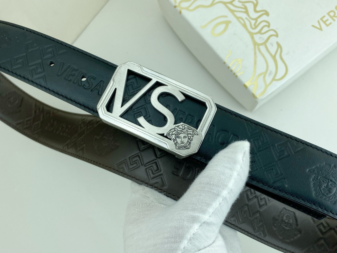 范思哲特种皮腰带系列原厂五金精品不锈钢扣手感柔软舒适宽3.8CM