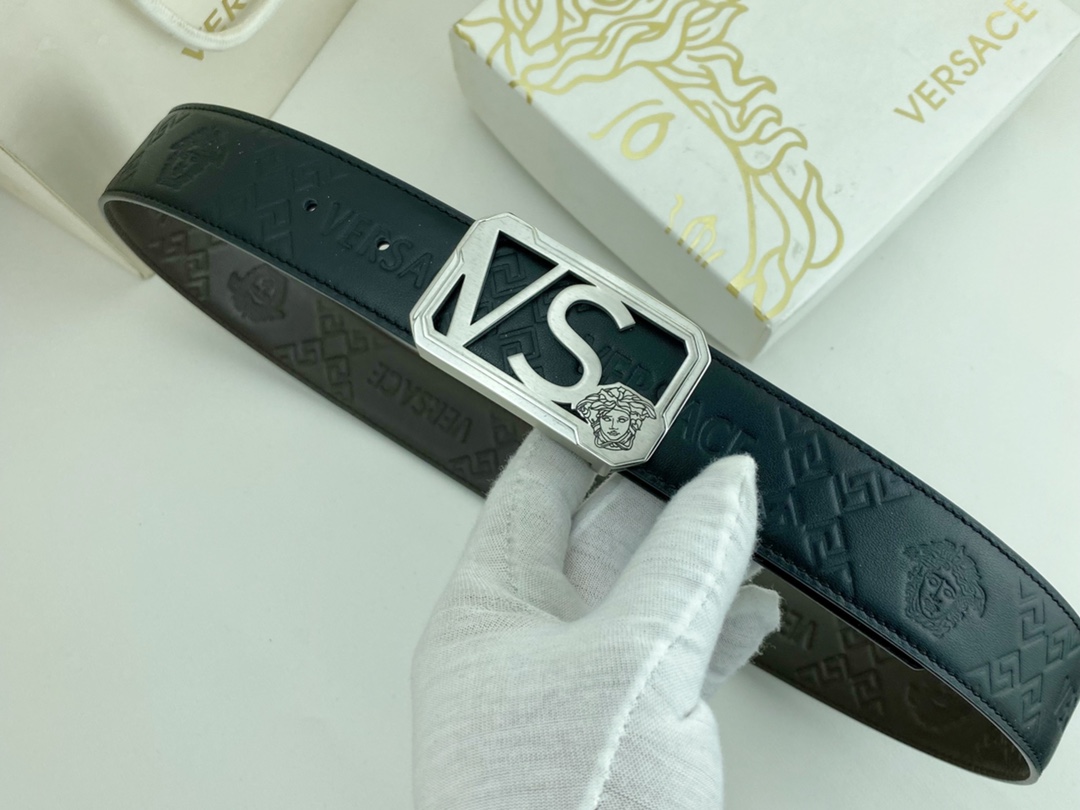 范思哲特种皮腰带系列原厂五金精品不锈钢扣手感柔软舒适宽3.8CM