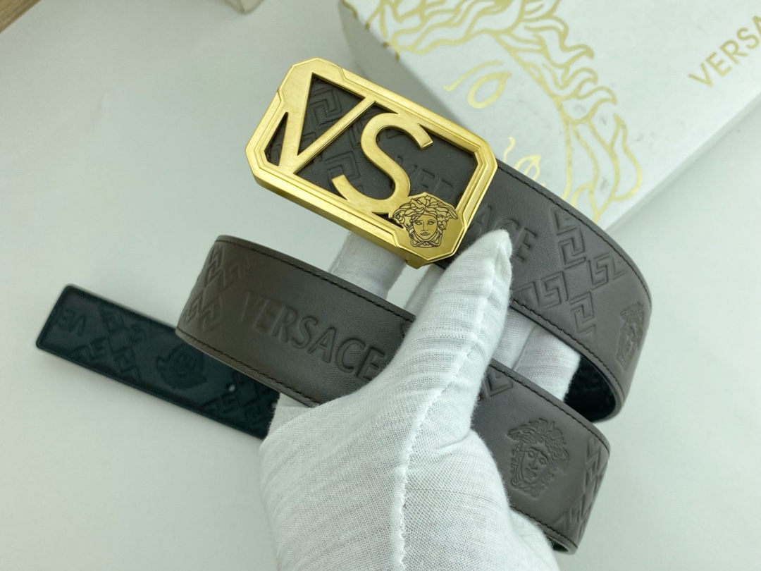 范思哲特种皮腰带系列原厂五金精品不锈钢扣手感柔软舒适宽3.8CM