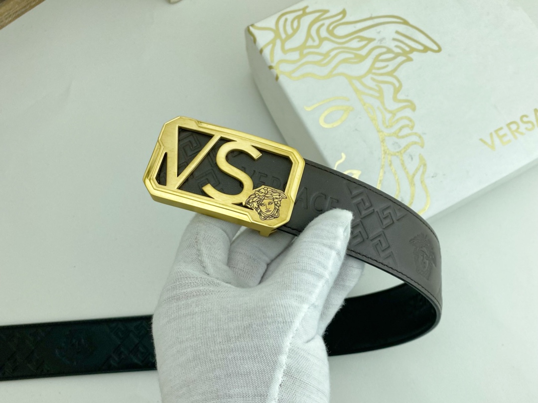 范思哲特种皮腰带系列原厂五金精品不锈钢扣手感柔软舒适宽3.8CM