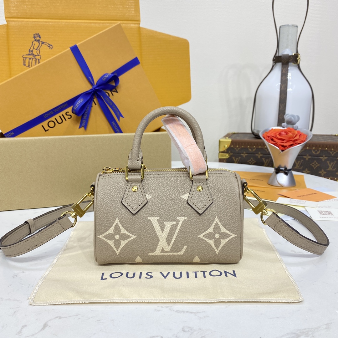 Louis Vuitton LV Speedy Sacos Bolsas Preto Cinzento Branco Empreinte​ M81913