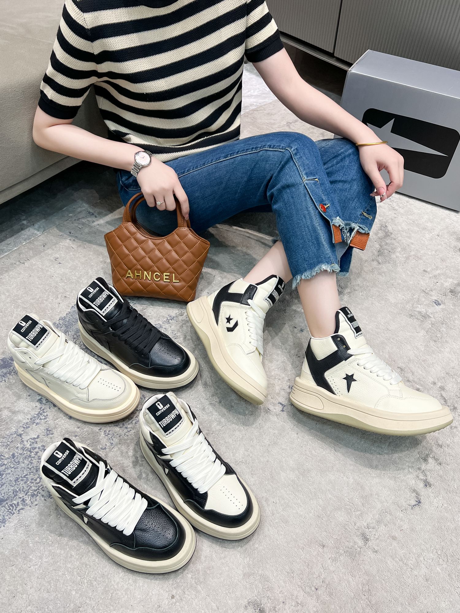Converse x Rick Owens Turbowpn Unisex Sports Shoes with Sheepskin Lining, Various Sizes and Colors - 图片 9