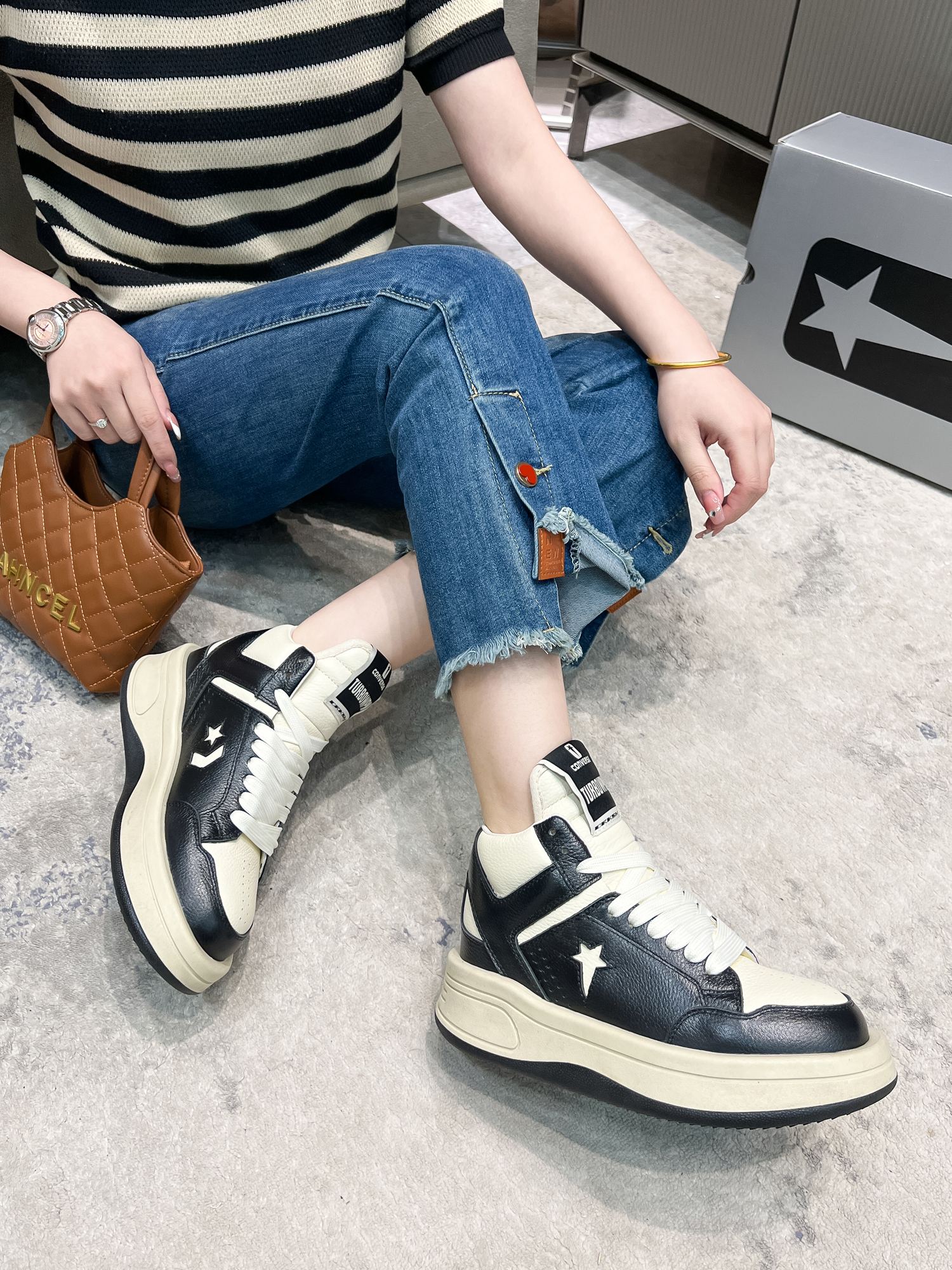 Converse x Rick Owens Turbowpn: Sheepskin Sports Leisure Shoes, Women 35-40, Men 38-45, 4 Colors, P750 - 图片 5
