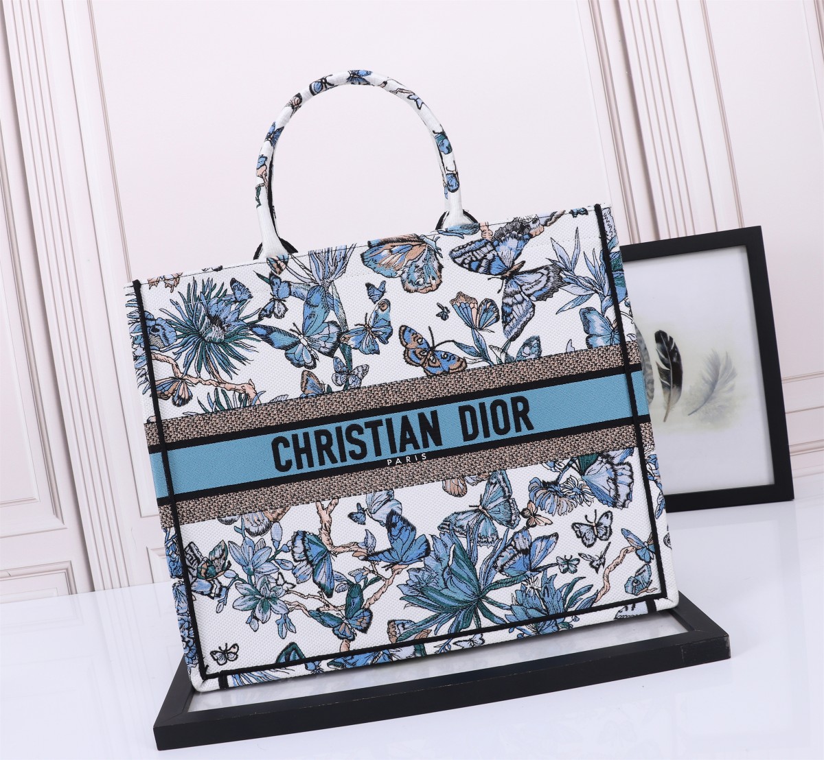 Replcia billig aus China
 Dior Book Tote Taschen Handtaschen Tragetaschen Blau Weiß Stickerei