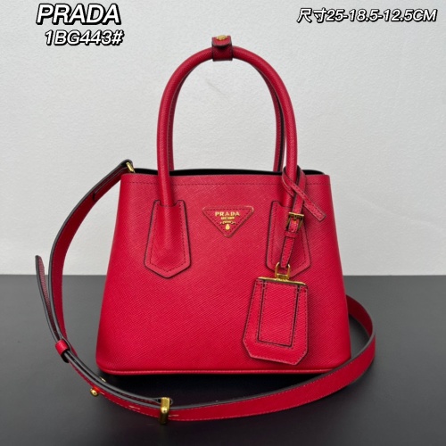 Prada Double Bag Mini Tote in Red Saffiano Leather, Adjustable Strap 1 Prada Double Bag Mini Tote in Red Saffiano Leather, Adjustable Strap