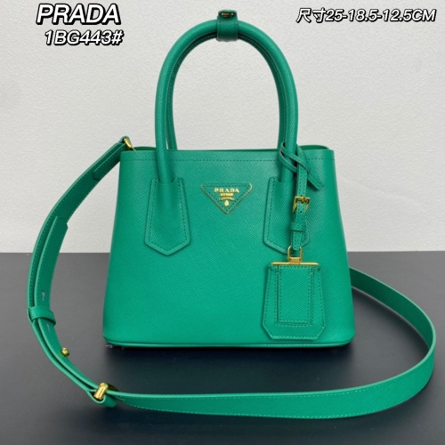 Prada Double Bag Mini Tote in Green Leather with Gold Logo & Adjustable Strap 1 Prada Double Bag Mini Tote in Green Leather with Gold Logo & Adjustable Strap