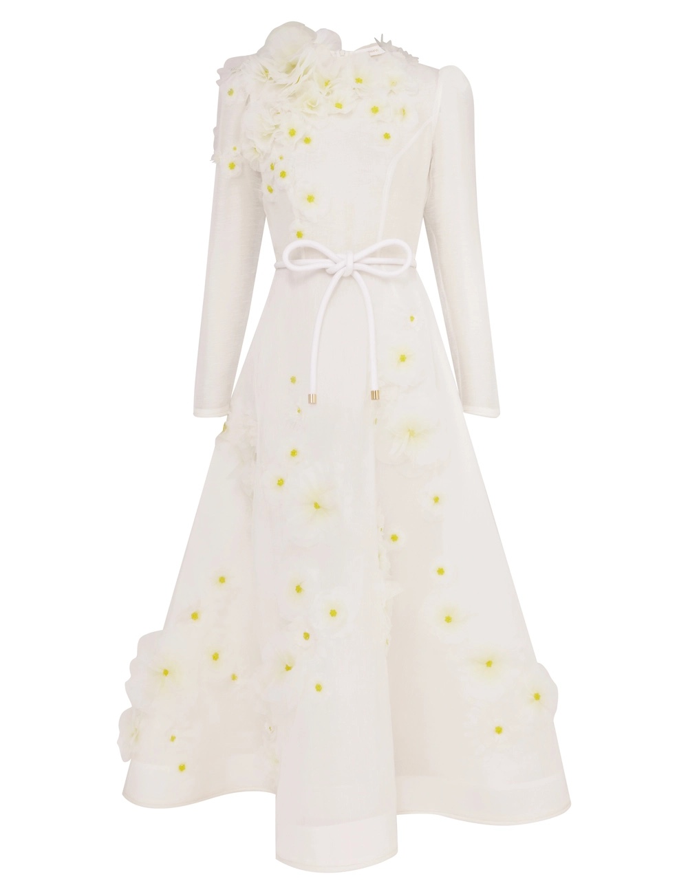 Zimmermann秀款仙女立体花朵礼服长款连衣裙颜色：白色码数：0/S 1/M 2/L 3/XL