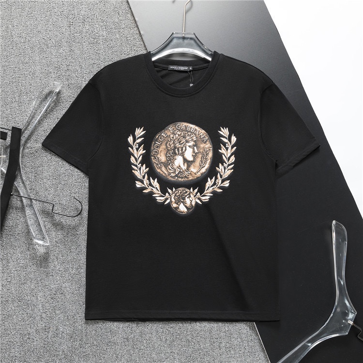 Camiseta de manga corta clásica con logo para hombre, cuello redondo, nueva primavera/verano 2024, corte amplio europeo…