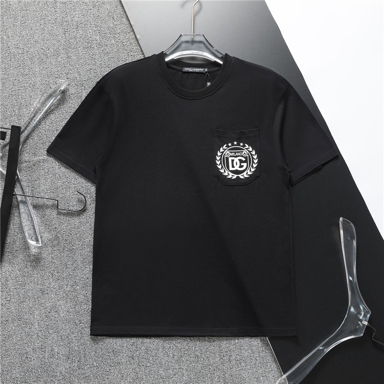 Camiseta de manga corta clásica con logo para hombre, cuello redondo, nueva primavera/verano 2024, corte amplio europeo…