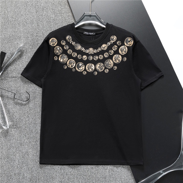 Camiseta de manga corta clásica con logo para hombre, cuello redondo, nueva primavera/verano 2024, corte amplio europeo…