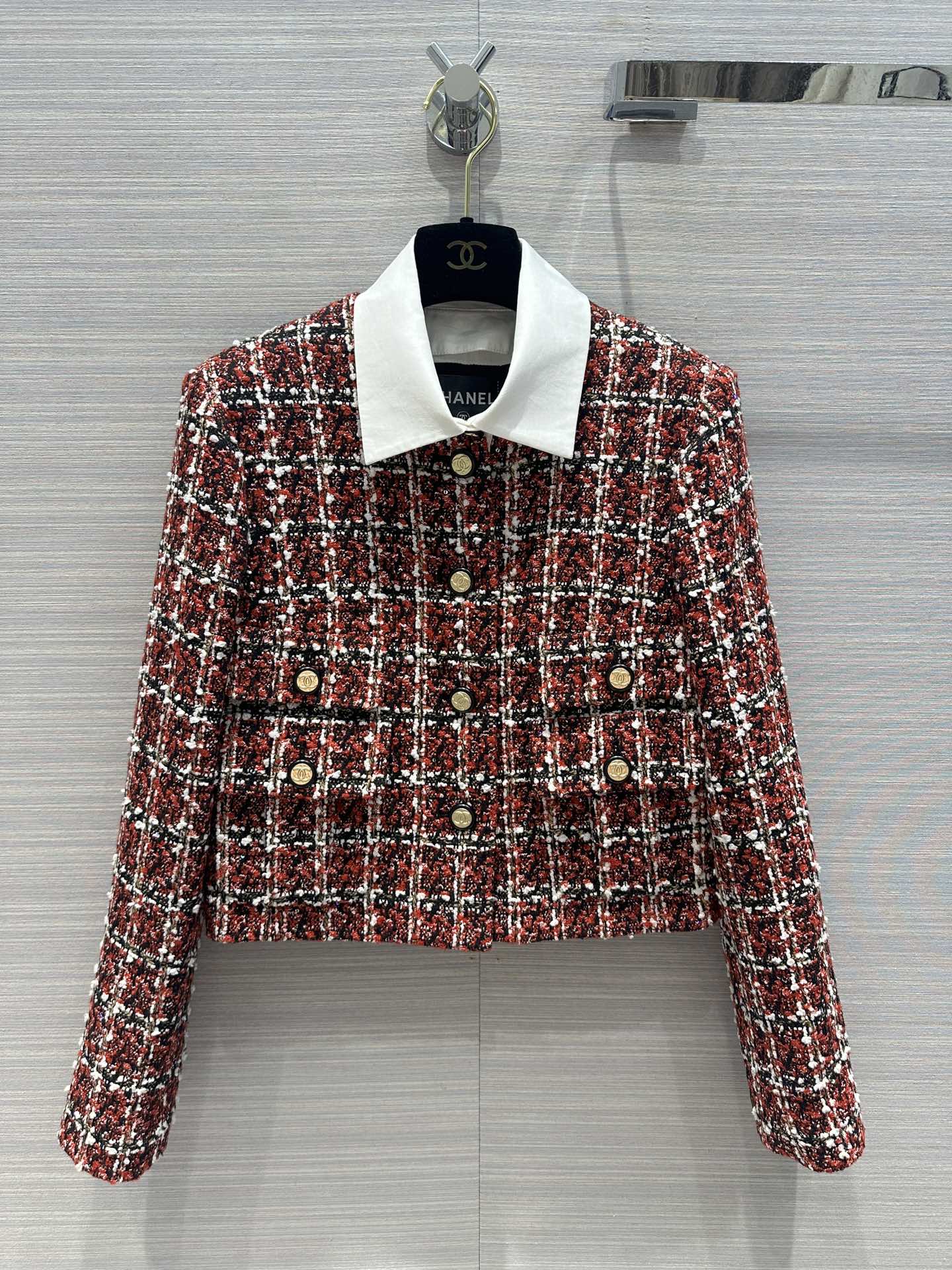 Chanel Clothing Coats & Jackets Shirts & Blouses First Top
 Red White Weave Fall/Winter Collection Vintage
