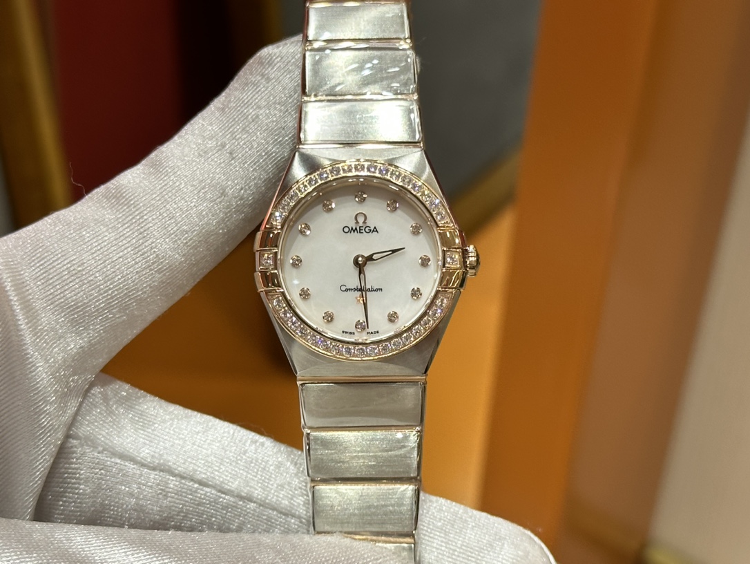 NO:145249,Omega Constellation Series Women's Imported Swiss Quartz Movement 316L Room Gold Stainless Steel Material, omega19860909欧米茄星座系列 女款进口瑞士石英机芯 316L间金精钢材质,,omega,Watch