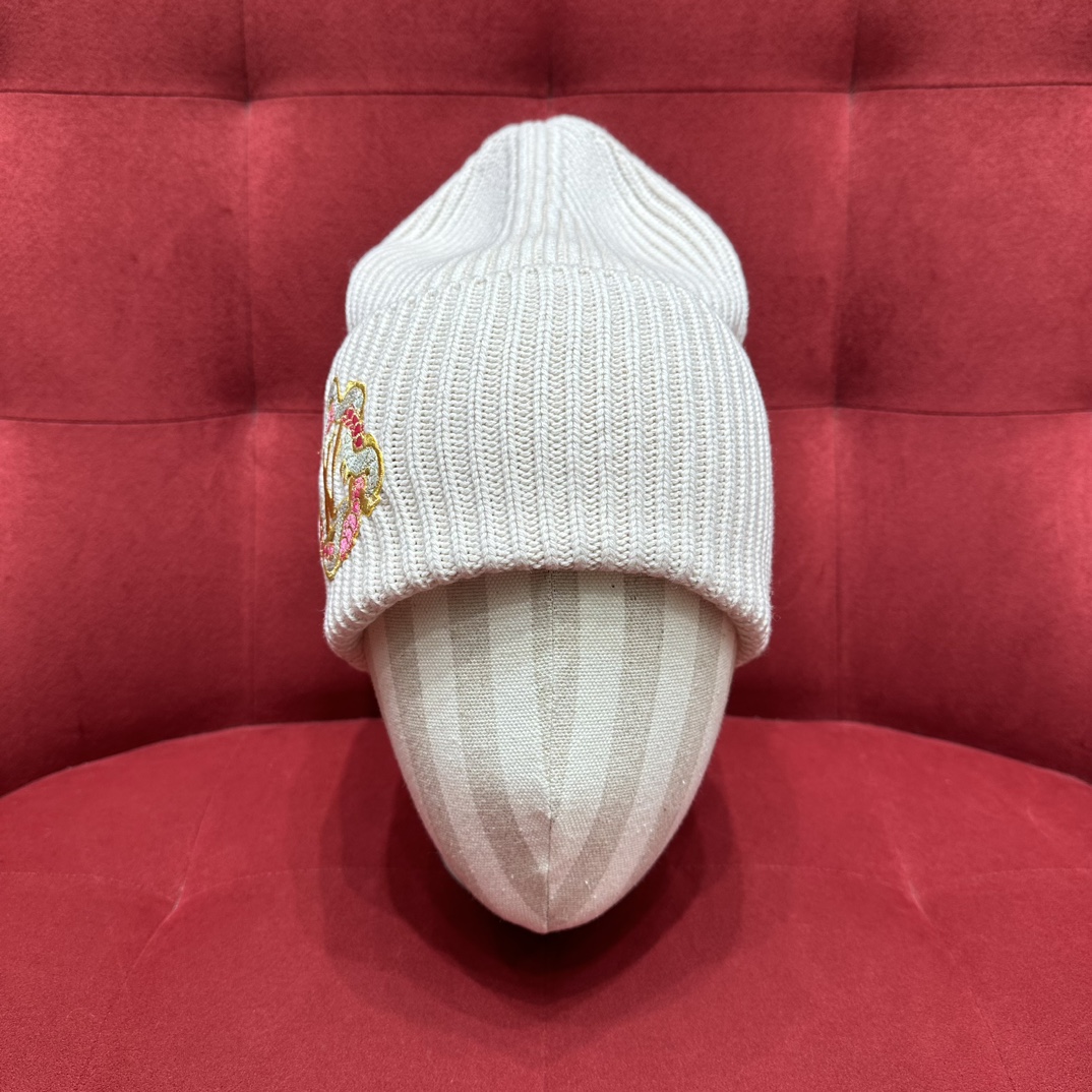 Louis Vuitton Hüte Gestrickte Mütze Rosa Stickerei Wolle