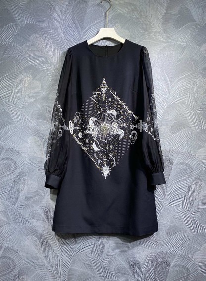 Hermes Clothing Dresses Printing Spring Collection Long Sleeve