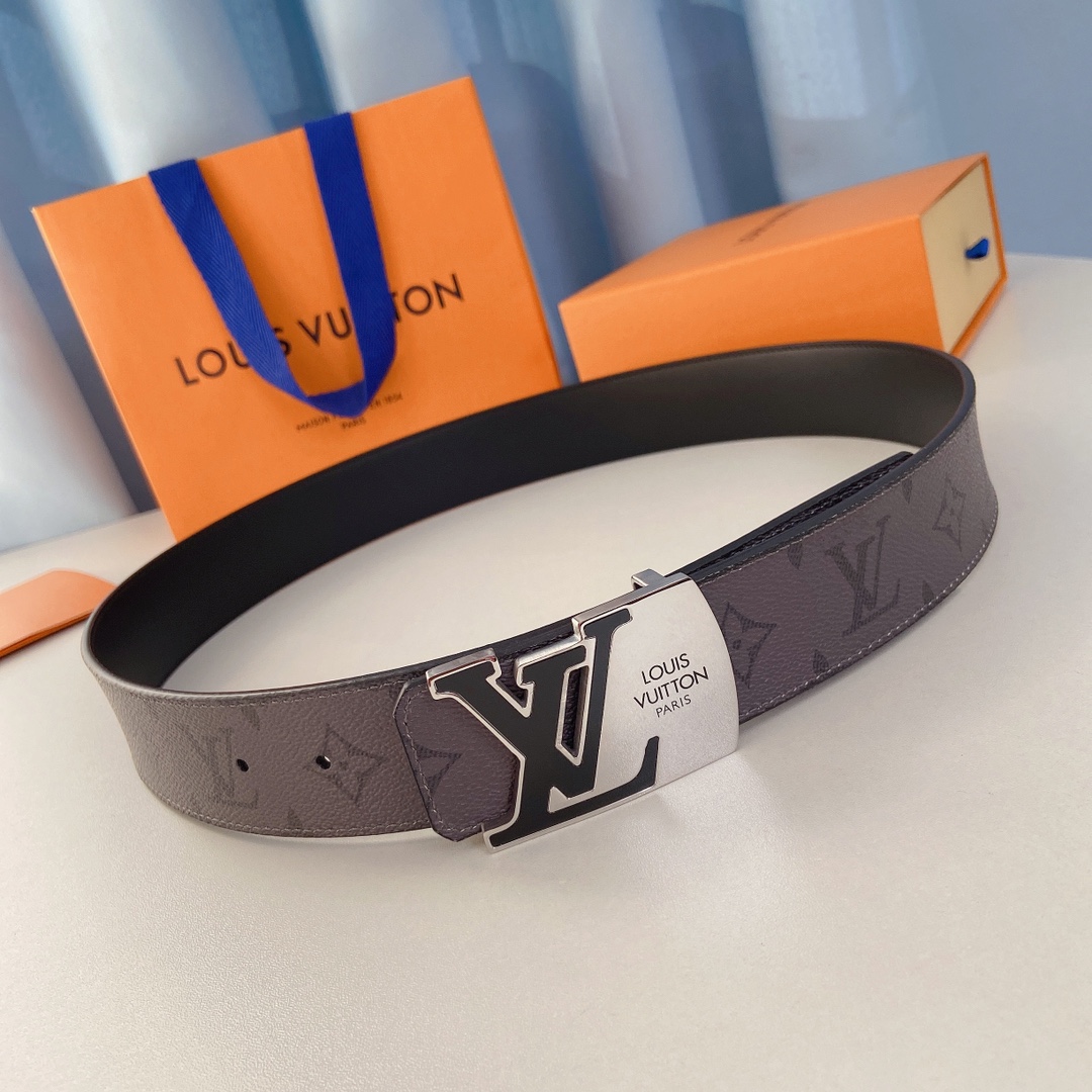 LV独家渠道货原厂五金精品钢扣精致手工油边手感柔软舒适宽4.0CM
