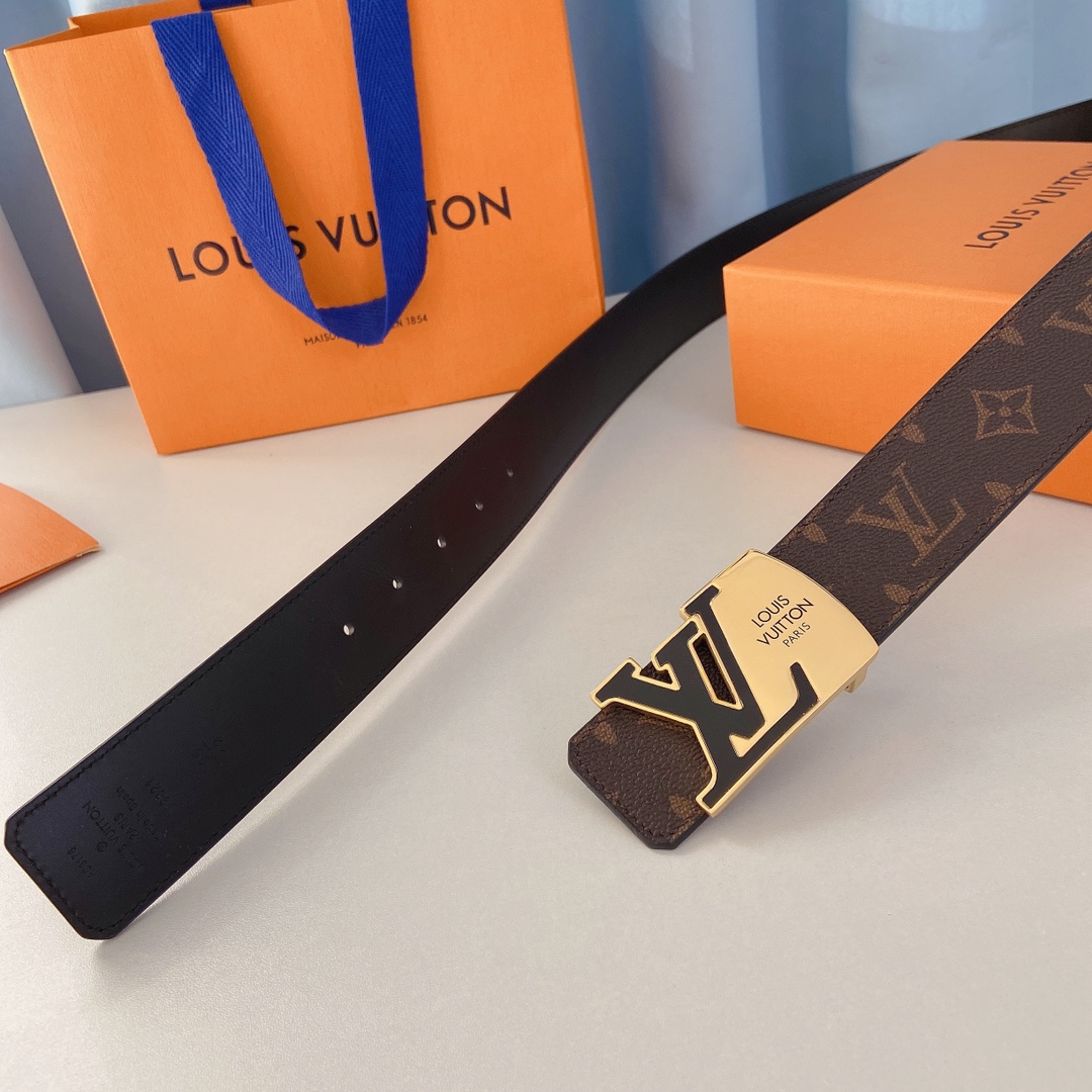 LV独家渠道货原厂五金精品钢扣精致手工油边手感柔软舒适宽4.0CM