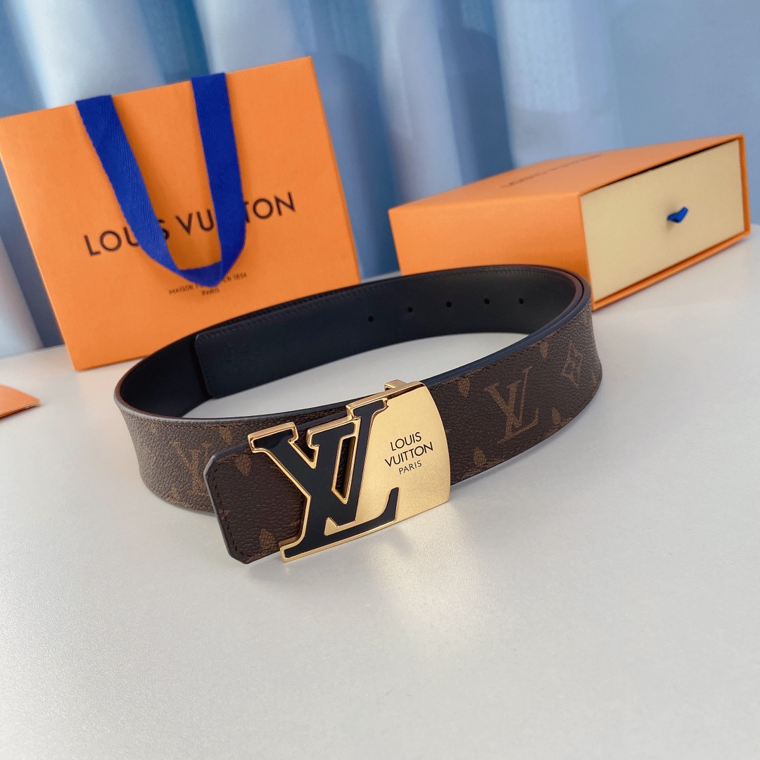 LV独家渠道货原厂五金精品钢扣精致手工油边手感柔软舒适宽4.0CM