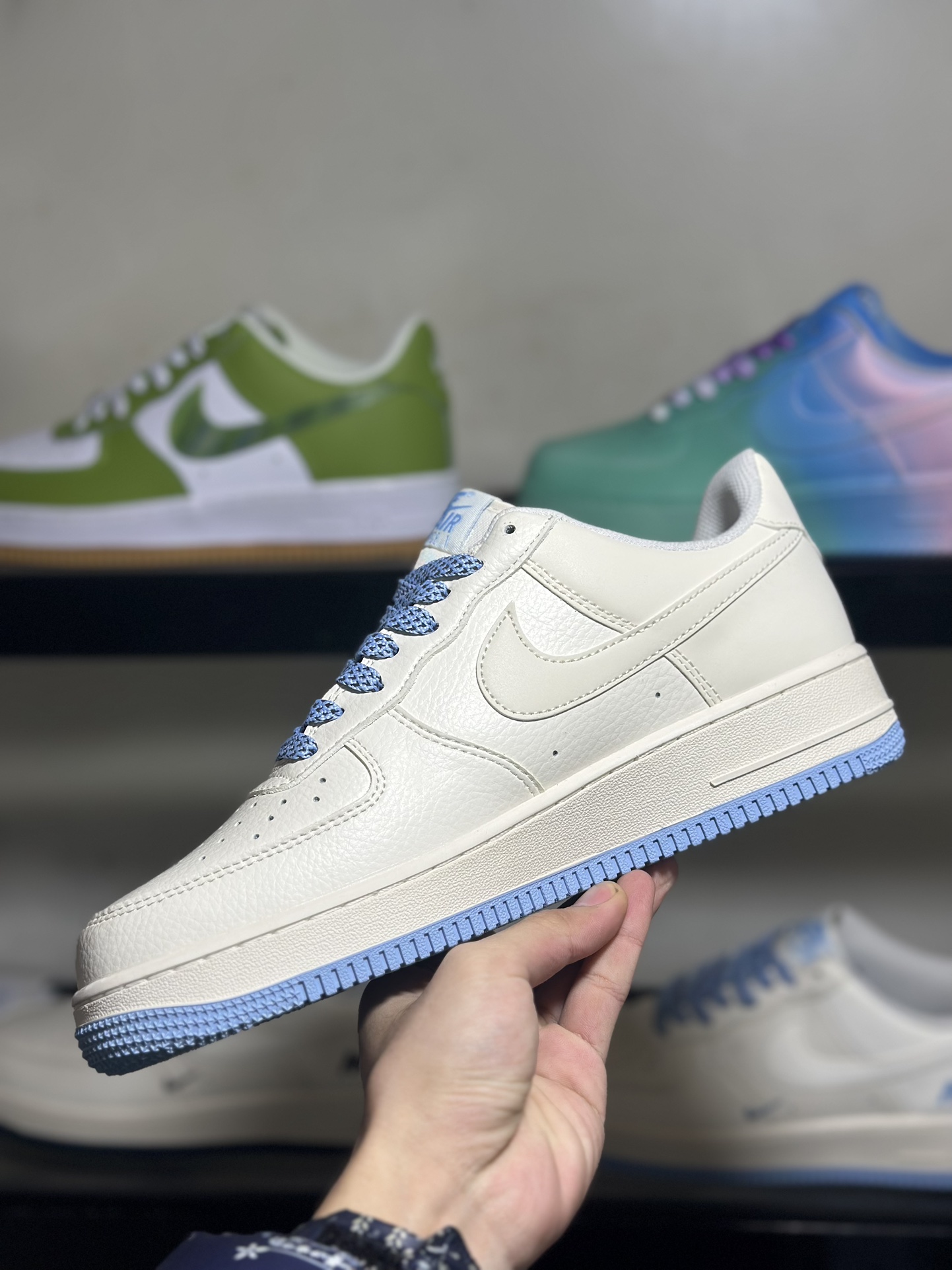 创意BY抽屉盒定制️NikeAirForce1Low双小钩3M反光空军一号低帮运动休闲板鞋定制皮料原楦原